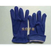 蓝绒手套，纯棉绒手套，涤棉绒手套，绒布手套  .筒子绒手套