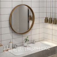 不锈钢铜色镜框装饰镜子酒店餐厅墙创意圆挂镜卫生间化妆镜